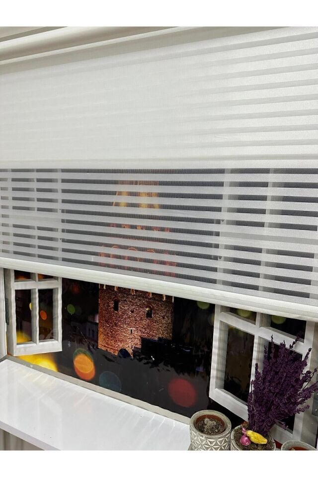 Çizgili Çift Mekanizmalı Tül Ve Stor Perde - Model 1