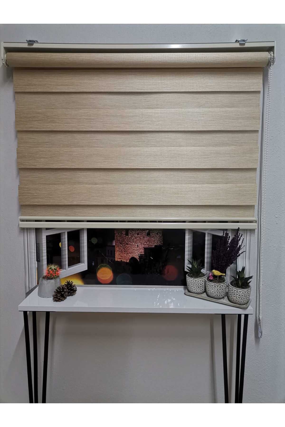 Bambu Raks Koyu Krem Zebra Perde