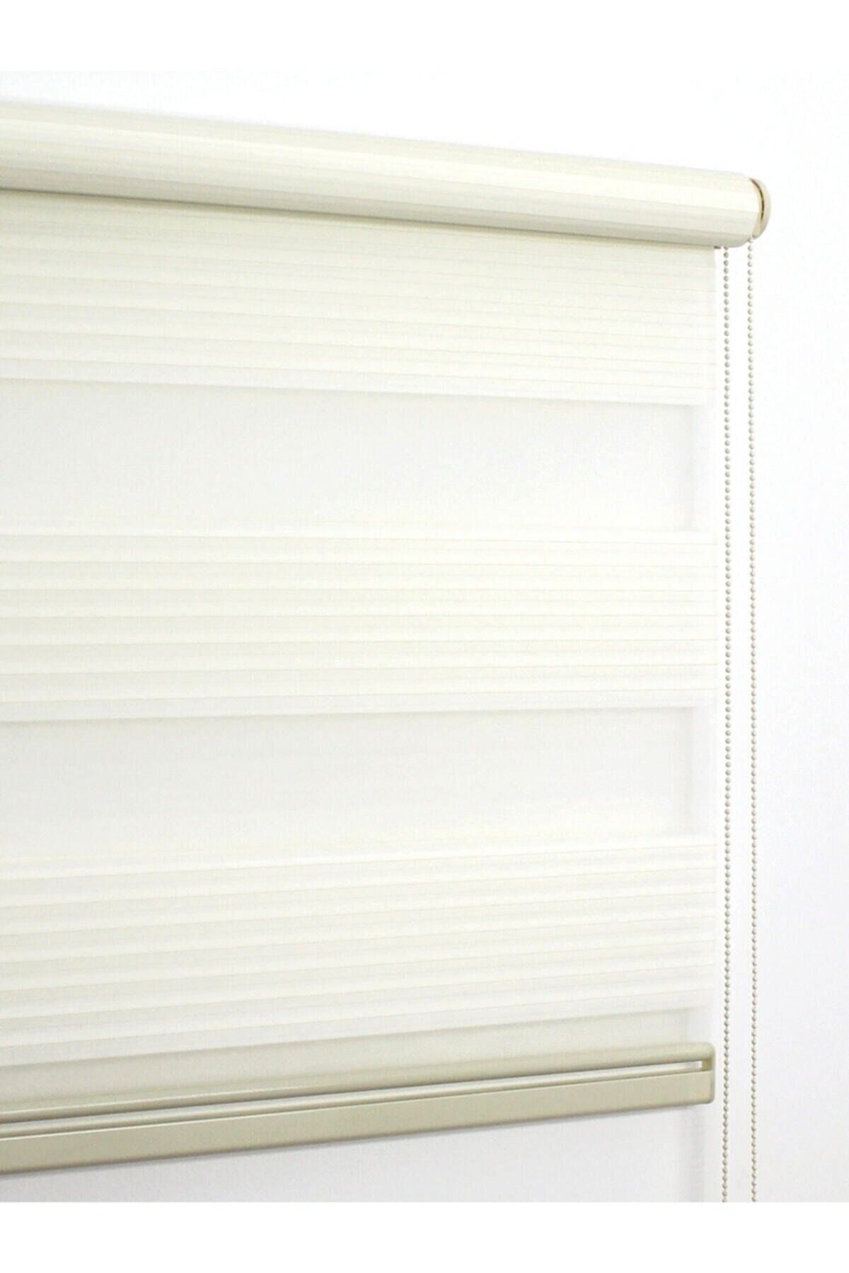 Geniş Pilise Krem Zebra Perde 130x260