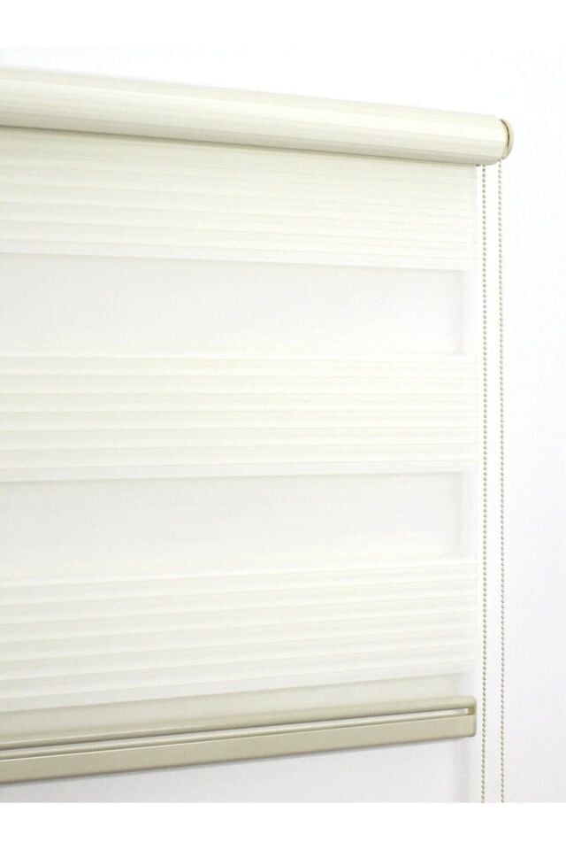 Geniş Pilise Krem Zebra Perde 130x260