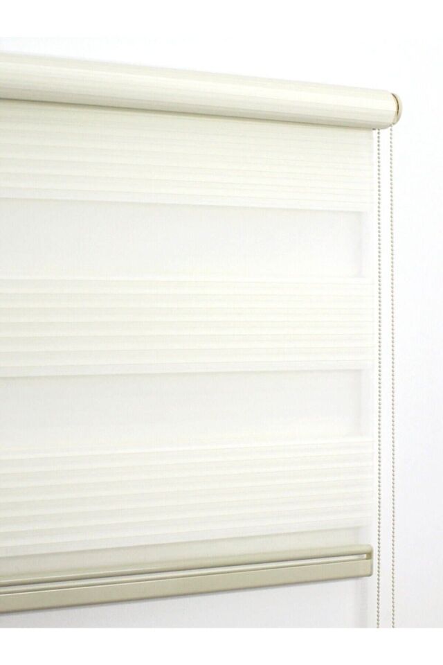 Geniş Pilise Krem Zebra Perde 130x260