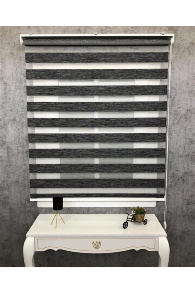 Bambu Raks Koyu Gri Zebra Perde